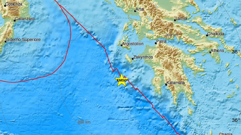 Nέα σεισμική δόνηση 4,5R νοτιοδυτικά της Ζακύνθου
