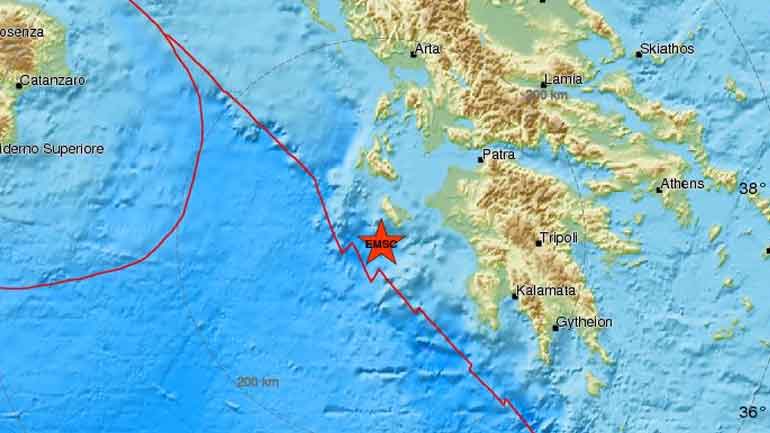 Σεισμική δόνηση 4,6R νοτιοδυτικά της Ζακύνθου