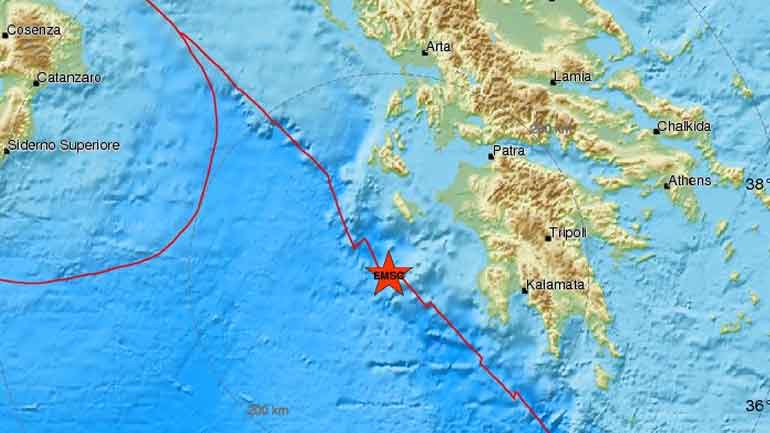 Σεισμική δόνηση 4,1R νοτιοδυτικά της Ζακύνθου