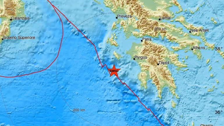 Σεισμική δόνηση 4,5R νοτιοδυτικά της Ζακύνθου