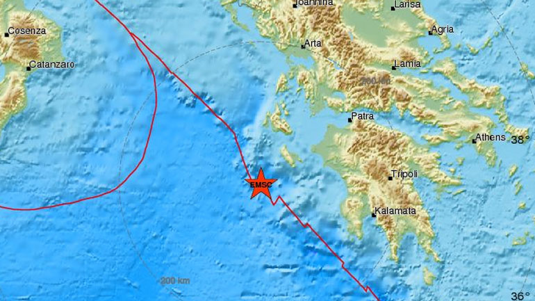 Σεισμική δόνηση 4,2R νοτιοδυτικά της Ζακύνθου
