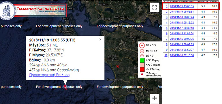 H επίσημη ανακοίνωση του Γεωδυναμικού Ινστιτούτου 