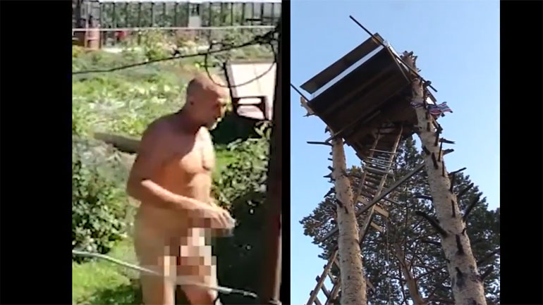 Γυμνός στο δεντρόσπιτο περιμένοντας τον Πούτιν