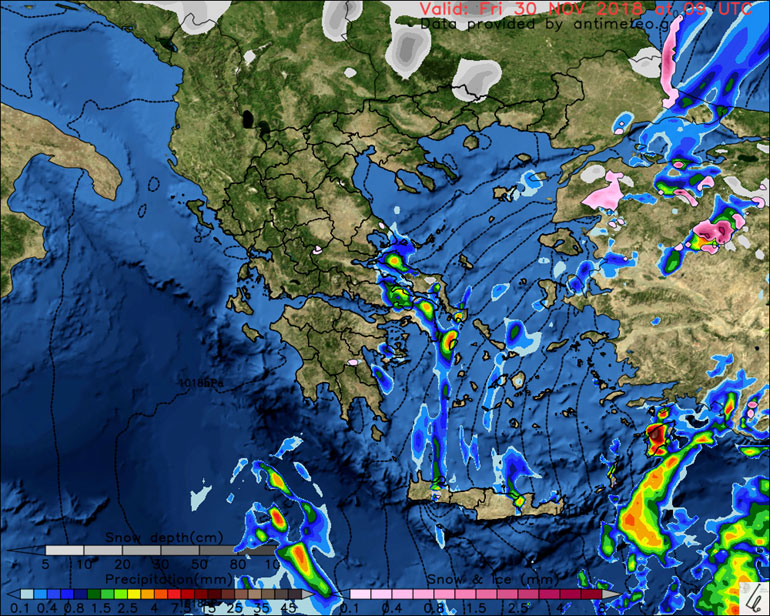 Xάρτης Υετού (πρωί Παρασκευής)