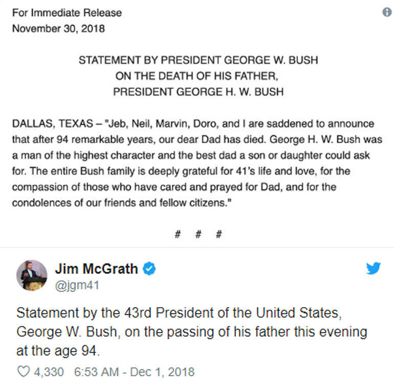 Το μήνυμα του Τζορζ Ουόκερ Μπους