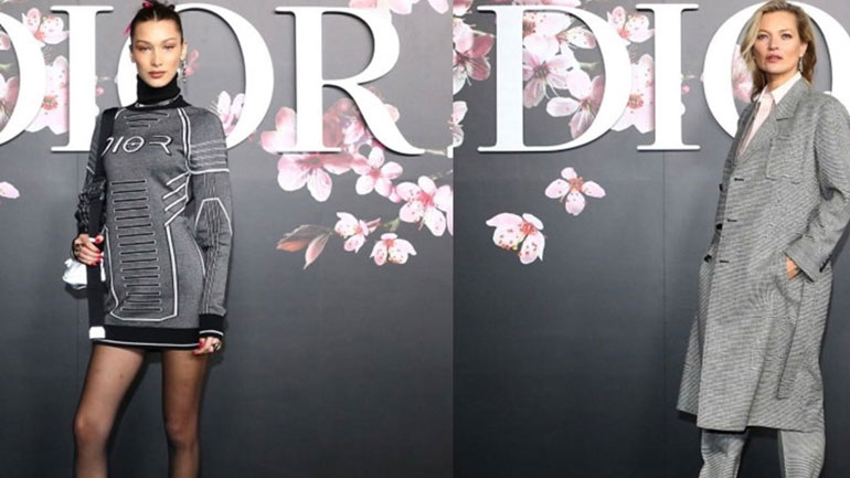 Dior pre-fall 2019: Kate Moss και Bella Hadid με ανδρόγυνο look στη front row του λαμπερού show