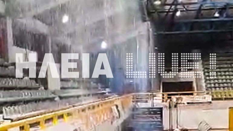 Πύργος: Κλειστό γυμναστήριο πλημμύρισε από «καταρράκτες»