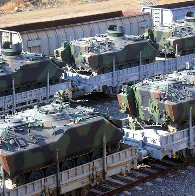 Περισσότερα από 40 φορτηγά βαγόνια μετέφεραν τεθωρακισμένα  από το Γκαζιάντεπε στην Κεντρική Ανατολία στα νοτιοανατολικά σύνορα της χώρας