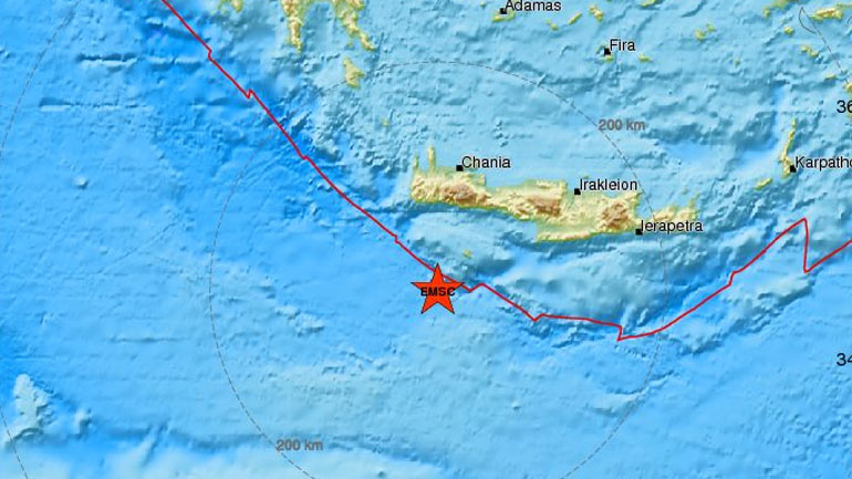 Σεισμός 4,6R νοτιοδυτικά της Γαύδου