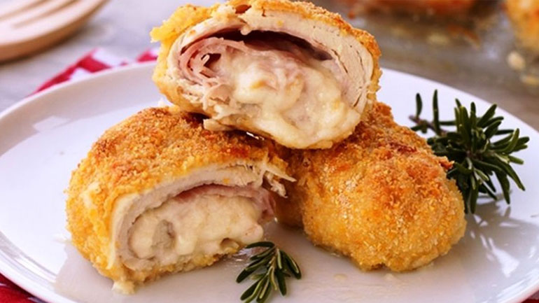 Ρολά κοτόπουλου με τυρί και ζαμπόν