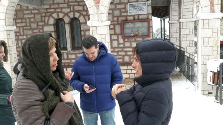 Ο Αλέξης Τσίπρας και η Όλγα Γεροβασίλη στη χιονισμένη Άρτα