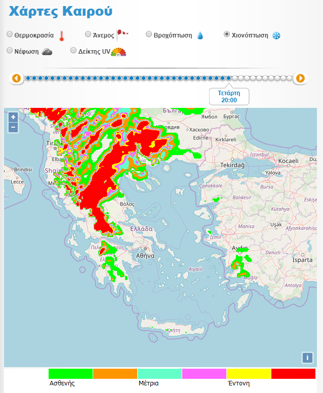 Xιονοπτώσεις προβλέπονται την επόμενη Τετάρτη σύμφωνα με τα έως τώρα προγνωστικά μετεωρολογικά μοντέλα 