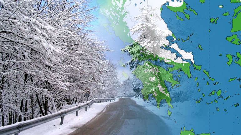 H μισή Ελλάδα έχει καλυφθεί από χιόνι