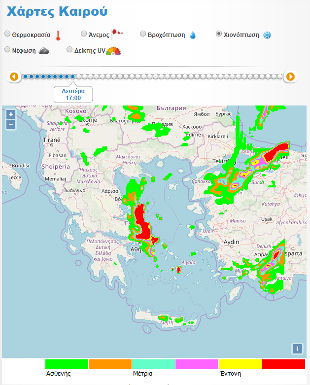 Χιονοπτώσεις προβλέπονται τη Δευτέρα στην Αττική 
