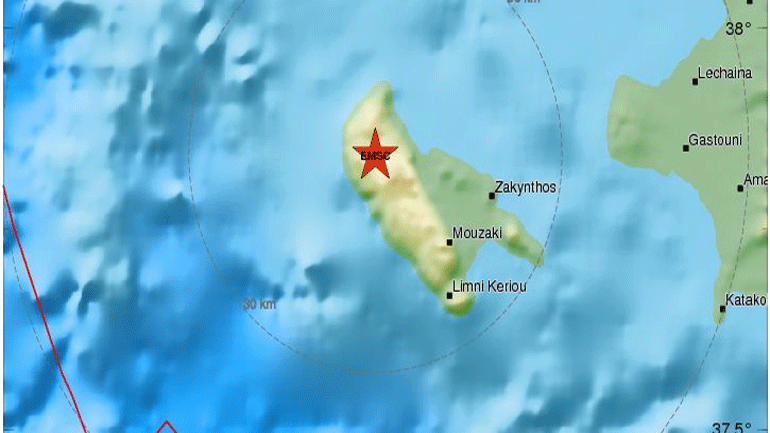Σεισμική δόνηση 3,9R στη Ζάκυνθο