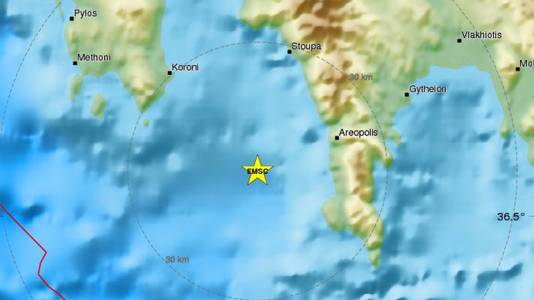 Σεισμική δόνηση 4,3R στη Νεάπολη Λακωνίας