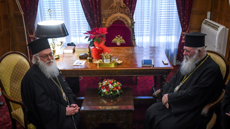 Συνάντηση Ιερώνυμου με τον αρχιεπίσκοπο Αλβανίας Αναστάσιο