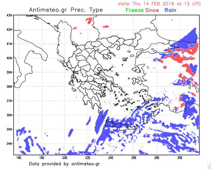 Τύπος υετού (μεσημέρι Πέμπτης)