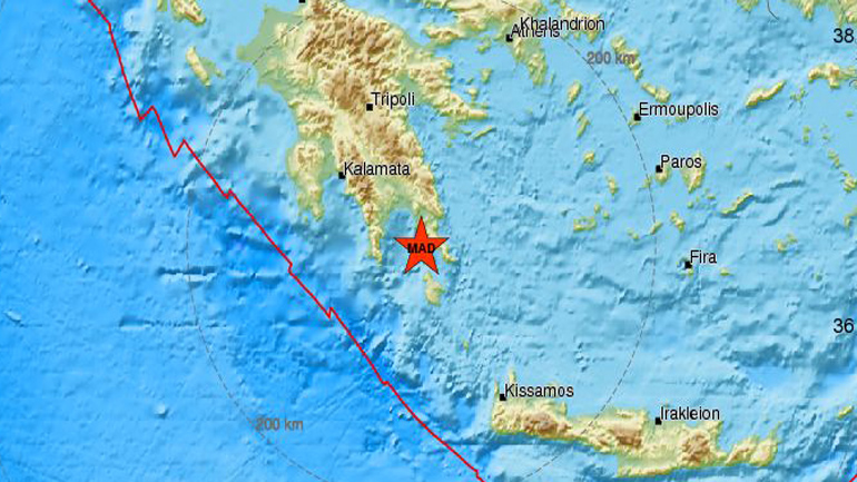 Σεισμός 4,6 Ρίχτερ στη Λακωνία
