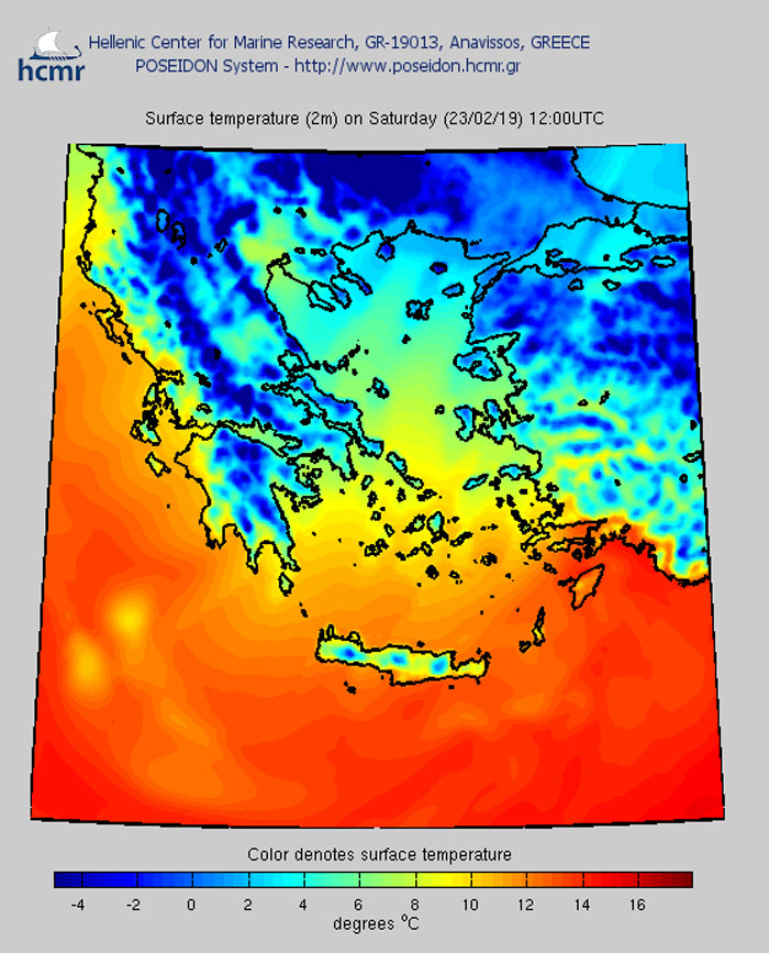 Θερμοκρασία το Σάββατο