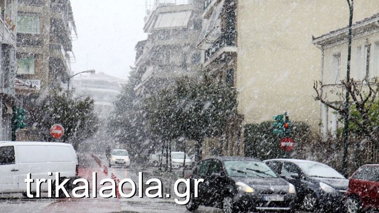 Ισχυρή χιονόπτωση στα Τρίκαλα!