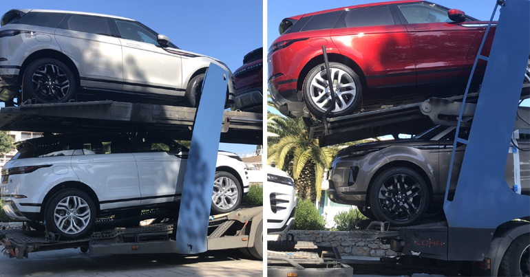Τα Range Rover Evoque πάνω στις νταλίκες...