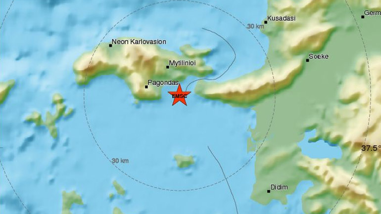 Σεισμική δόνηση 3,7R νότια της Σάμου