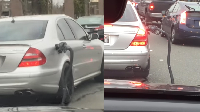 Έφυγε από το βενζινάδικο μαζί με τη μάνικα!