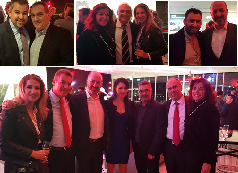 Φωτό πάνω αριστερά: Ο επιχειρηματίας Γιώργος Σπανός με τον δημοσιογράφο Άρη Γαλανόπουλο. Φωτό πάνω - μέση: Ο γενικός διευθυντής της AVIS Νίκος Γαλανόπουλος με την Marketing & PR της JLR Αγγέλα Μπιτσάνη και την επιχειρηματία Ιωάννα Τζώρτζη. Φωτό πάνω δεξιά: Βασίλης Σαρημπαλίδης και Νίκος Μπέλος (γενικός διευθυντής JLR). Κάτω (από αριστερά): Ιωάννα Τζώρτζη, Νικόλας Μπέρναρντ (Γενικός Διευθυντής Audi), Νίκος Μπέλος, Έλενα Σαγανά (Key Account Executive AVIS), Βασίλης Ραμπάτ (Διευθύνων Σύμβουλος Xerox Hellas) Ανδρέας Ταπραντζής (CEO AVIS) και Αγγέλα Μπιτσάνη.