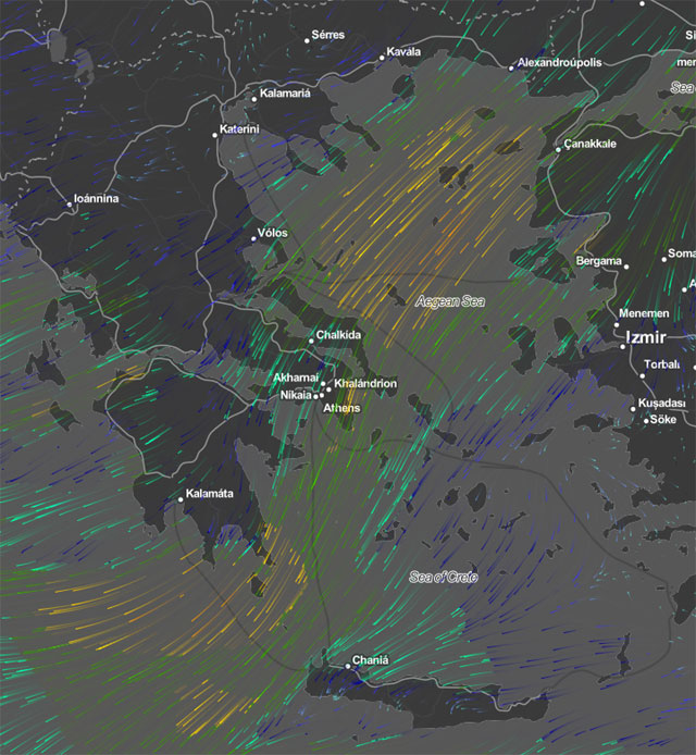 Άνεμοι το απόγευμα της Πέμπτης