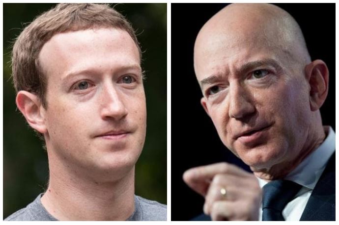 O Mark Zuckerberg της Facebook (αριστερά) και ο Jeff Bezos της Amazon (δεξιά)