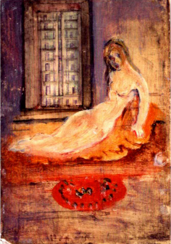 Άτιτλο (Γυναίκα ξαπλωμένη στον καναπέ), 1938/9. Το έργο εκτίθεται στην Βιέννη για πρώτη φορά. Φωτογραφία από τον κατάλογο της έκθεσης