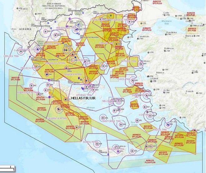 Ο χάρτης της άσκησης που κάνει όλο το Αιγαίο πεδίο ασκήσεων