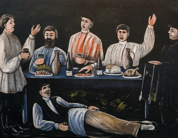 «Θα έπρεπε να αγοράσουμε ένα μεγάλο τραπέζι και ένα μεγάλο σαμοβάρι, και να πίνουμε τσάι, μιλώντας για τη ζωγραφική και την τέχνη. Αλλά δε θέλετε κάτι τέτοιο. Εσάς σας ενδιαφέρουν άλλα πράγματα», έλεγε ο απογοητευμένος Πιροσμάνι στους συναδέλφους του κατά την πρώτη συνάντηση της Γεωργιανής Κοινότητας Τέχνης το 1916.