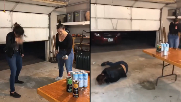 Δύο μεθυσμένες προσπαθούν να ανοίξουν μπίρες με το κεφάλι τους