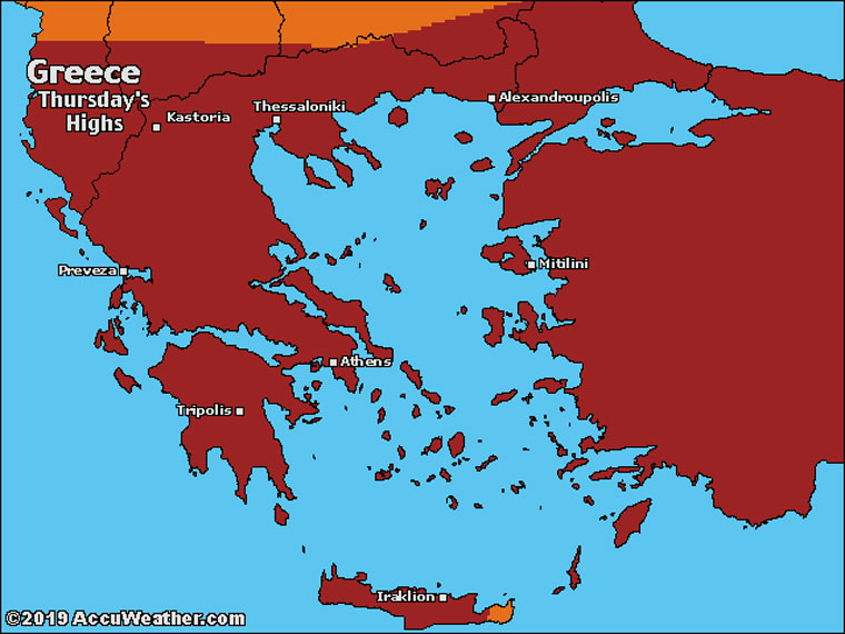 Aνώτατες θερμοκρασίες την Πέμπτη