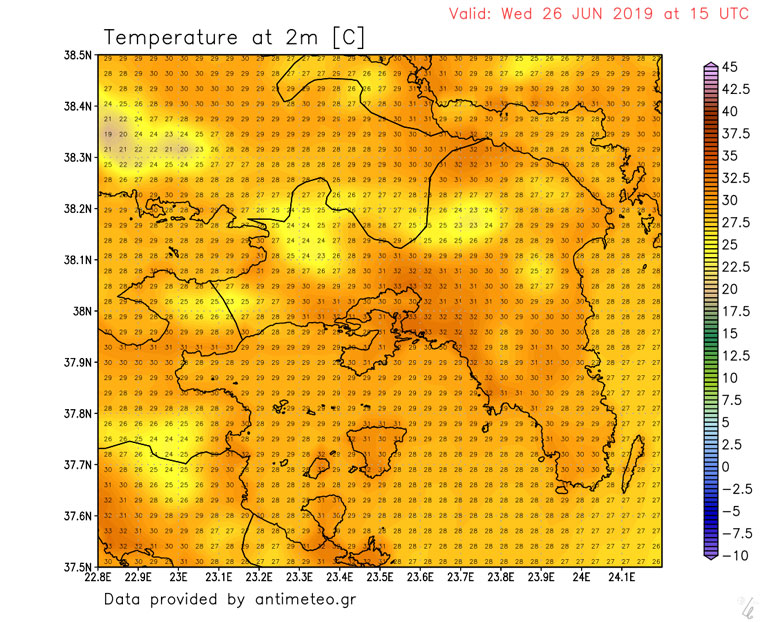 Θερμοκρασίες στην Αττική την Τετάρτη