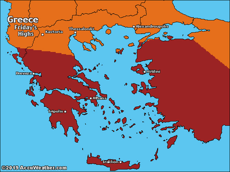 Ανώτατες θερμοκρασίες την Παρασκευή