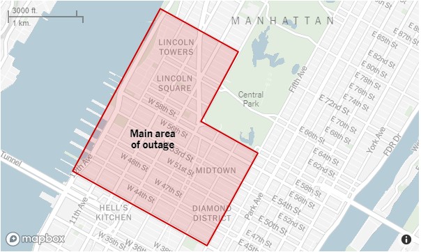 Με κόκκινο η περιοχή που δεν υπάρχει ρεύμα