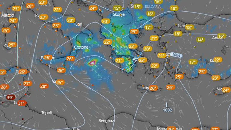 Κακοκαιρία «Αντίνοος»: Δείτε πώς θα κινηθεί και ποιες περιοχές θα επηρεαστούν