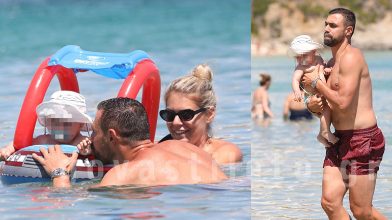 Γιάννης Μανιάτης – Ιωάννα Γαλλή: Παιχνίδια στο νερό με τον νεογέννητο γιο τους!