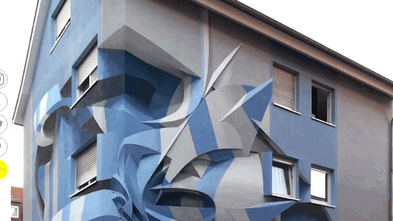 Μια «αναμορφική» τοιχογραφία σε κατοικία στο Μανχάιμ της Γερμανίας