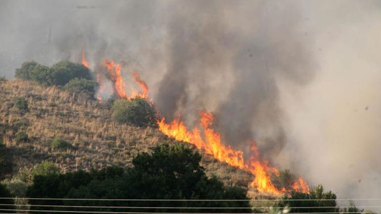 Ολονύχτια μάχη με τις φλόγες σε περιοχή του Ζαρού στον Δήμο Φαιστού