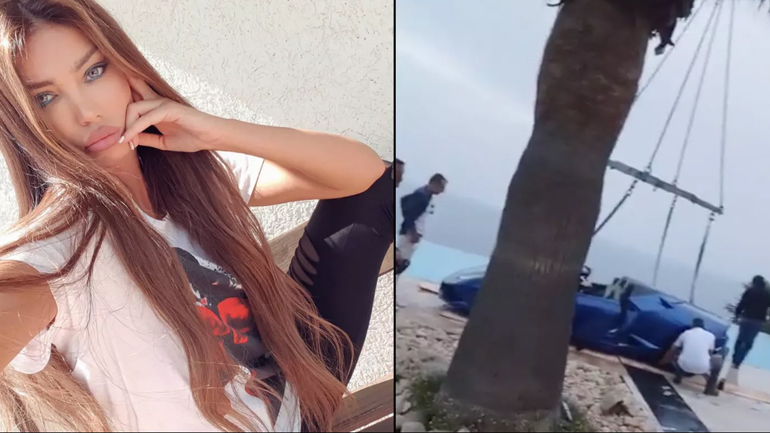 Καλλονή έκανε βουτιά στην πισίνα μαζί με τη Lamborghini! Καλλονή έκανε βουτιά στην πισίνα μαζί με τη Lamborghini!