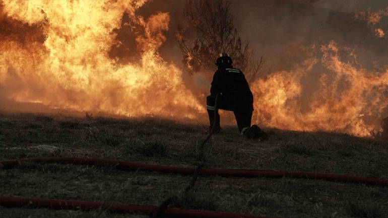 Με μπουλντόζες σταμάτησαν τη φωτιά προς τα Ψαχνά – Έφτασαν ιταλικά αεροσκάφη