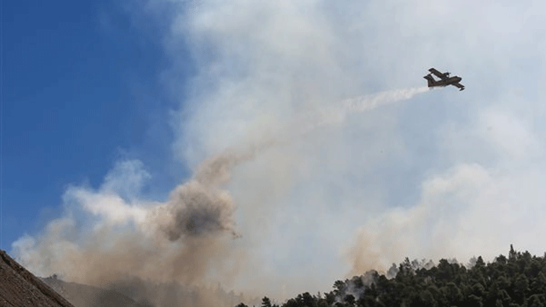 Μάχη με τις φλόγες δίνουν οι πυροσβέστες – Αντιπυρική ζώνη στο χωριό Πλατάνα