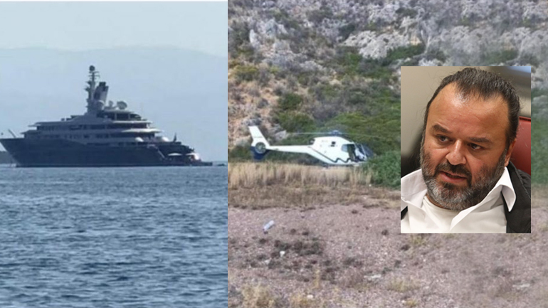 Η θαλαμηγός του Εμίρη του Κατάρ και το ελικόπτερο