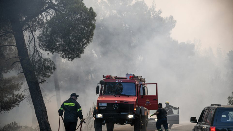 Σε εξέλιξη η πυρκαγιά σε δύσβατη περιοχή στο Μουρίκι Καλαβρύτων