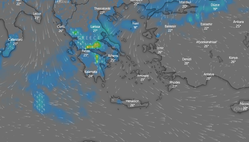 Χάρτης καιρού για την Παρασκευή
