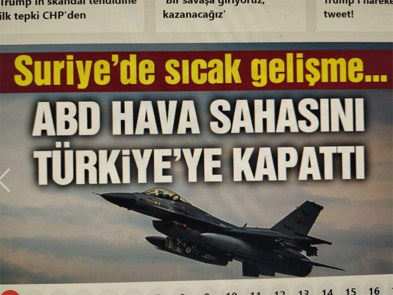 Τα τουρκικά ΜΜΕ για την είδηση σχετικά με τη δημιουργία απαγορευμένης ζώνης πτήσεων στη Βόρεια Συρία